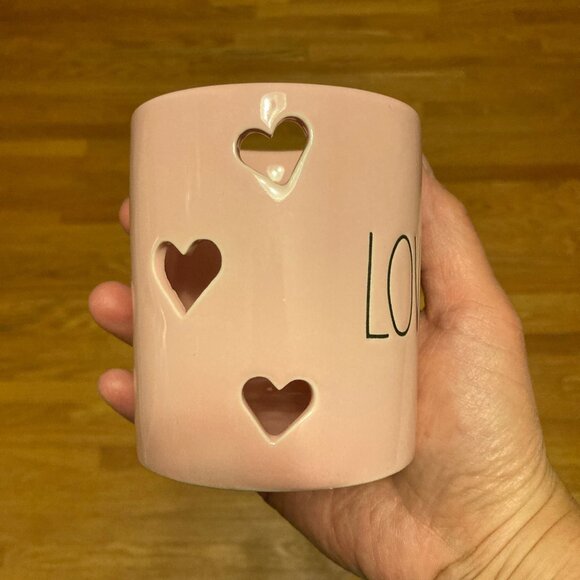 Pink Rae Dunn LOVE Cutout Heart Candle Holder - Picture 2 of 4